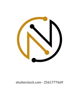 N initial logo design vector