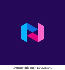N initial logo with folding accent.