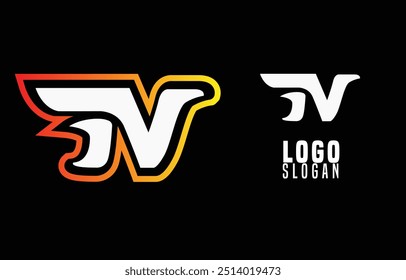 N Initial Logo gaming, red yellow gradient color, modern logo, innovative businesses, and game apps. Vector illustration,  streamer and gamer