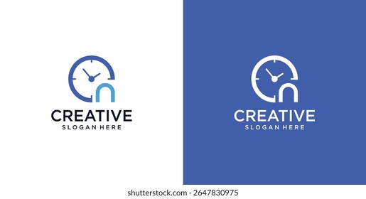 N ícone de logotipo inicial relógio digital