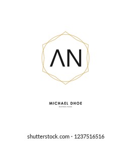 A N AN Initial logo letter with minimalist concept. Vector with scandinavian style logo.