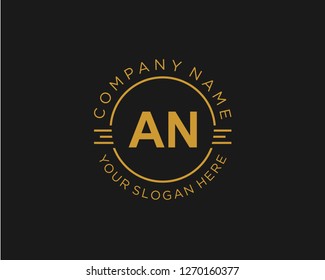 AN A N Initial logo letter with minimalist concept vector