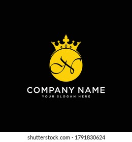 N initial logo. Luxury ornament crown logo