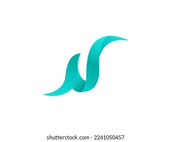N initial logo monogram vector icon alphabet letter, horn, swirl, modern, geometric gradient editable