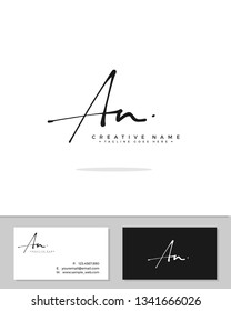 A N AN initial logo signature template vector. Handwriting concept logo.