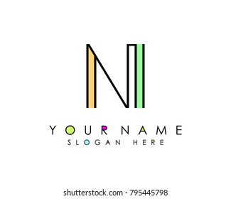 N & I initial minimalist logo template vector