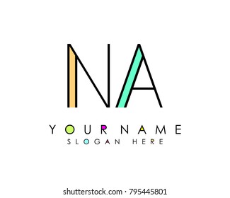 N & A initial minimalist logo template vector