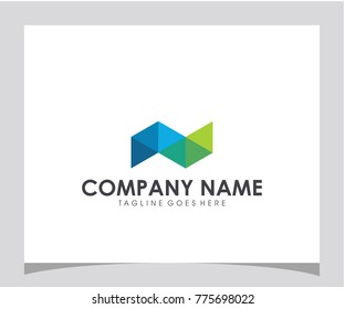 N initial origami colorful logo vector eps 10