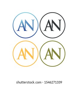 A and N Initial set Logo designs with circle