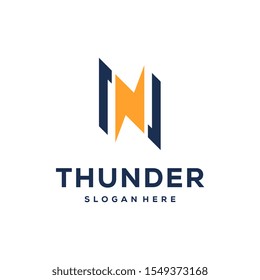 N Initial Thunder Electricity logo designs concept vector, Flash Thunder logo template, icon, symbol