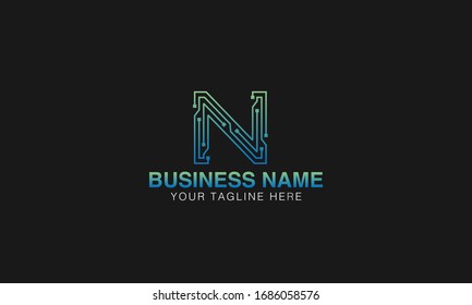  N initial Unique Minimal Style based logo monogram typography