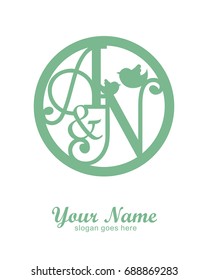 A N initial wedding decorative logo template