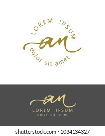 A N. Initials Monogram Logo Design. Dry Brush Calligraphy Artwork