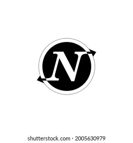 "N" instituir monograma de la letra inicial. Logo de la empresa. N letra con dos flechas salientes. 