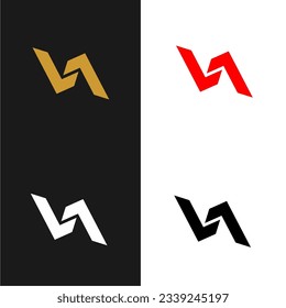 N italic type letter alphabet logo design template vector icon