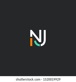 N & J double letter logo vector template