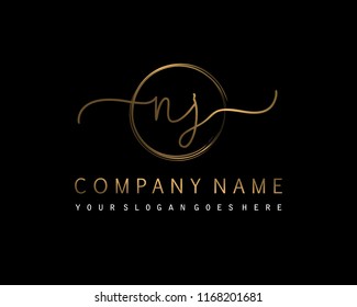 N J Initial handwriting logo vector