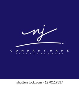 N J Initial handwriting logo vector