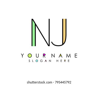 N & J initial minimalist logo template vector