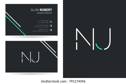 N & J joint logo stroke letter design with business card template