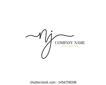N J NJ Initial handwriting logo design with circle. Beautiful design handwritten logo for fashion, team, wedding, luxury logo.
