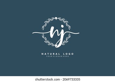 N J NJ logo, Initial lettering handwriting or handwritten for identity. Logo with signature and hand drawn style.