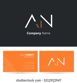 A & N joint logo line letter design with business card template