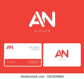 A & N joint logo round shape letters with business card template