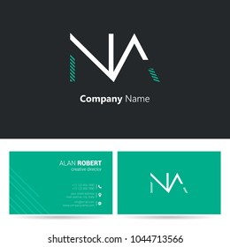 N & A joint logo stroke letter design with business card template 
