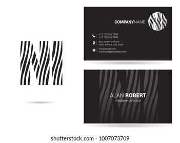 N & I joint logo waves letter design with business card template