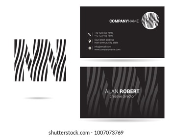 N & N joint logo waves letter design with business card template