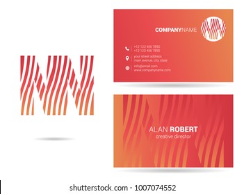 N & N joint logo waves letter design with business card template