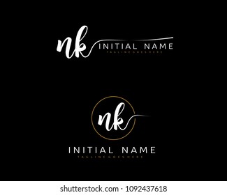 N K Initial handwriting logo vector. Hand lettering for designs.