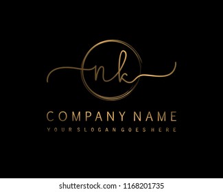 N K Initial handwriting logo vector
