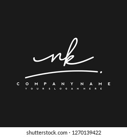 N K Initial handwriting logo vector