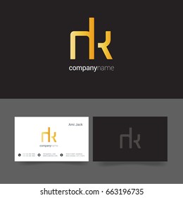 N K joint logo design vector with business card template