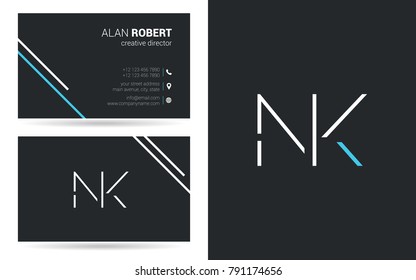 N & K joint logo stroke letter design with business card template