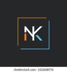 N K letters  joint logo design vector