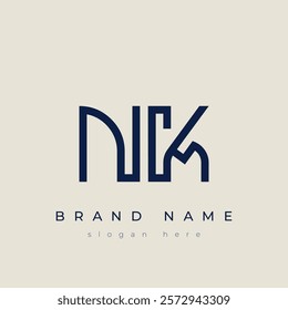 N and K logo design. NK abstract Letters Logo Monogram. This logo design is the process of creating a visual symbol that represents a brand, company, or individual.