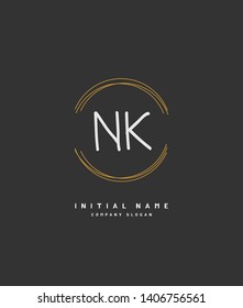N K NK Beauty vector initial logo, handwriting logo of wedding, fashion, jewerly, heraldic, boutique, floral and botanical with creative template for any company or business.