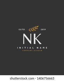 N K NK Beauty vector initial logo, handwriting logo of wedding, fashion, jewerly, heraldic, boutique, floral and botanical with creative template for any company or business.
