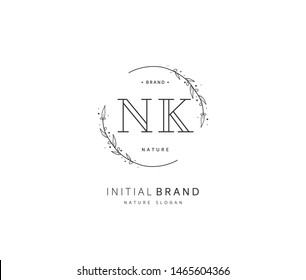 N K NK Beauty vector initial logo, handwriting logo of initial signature, wedding, fashion, jewerly, boutique, floral and botanical with creative template for any company or business.