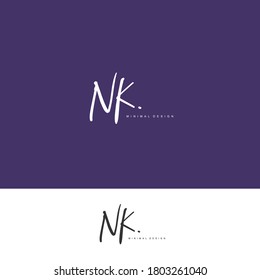 N K NK Initial handwriting or handwritten logo for identity. Logo with signature and hand drawn style.