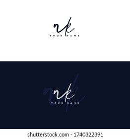  N K NK Escritura manuscrita inicial y logotipo de la firma.