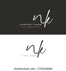 N K NK Initial letter handwriting and signature logo.