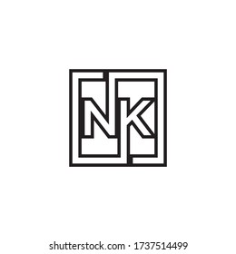 N K cuadrado líneas de diseño de logotipo