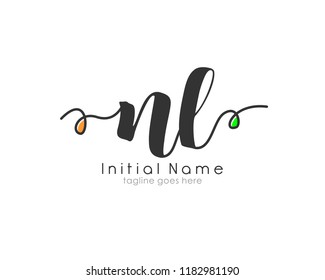 N L Initial handwriting logo vector template