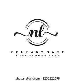 N L Initial handwriting logo vector