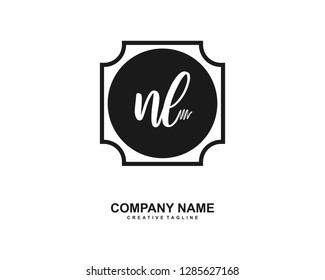 N L Initial Handwriting Logo Template Vector