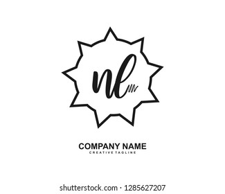 N L Initial Handwriting Logo Template Vector